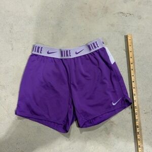 Nike - Dri Fit Shorts - Women L - Purple Athletic Logo Waist